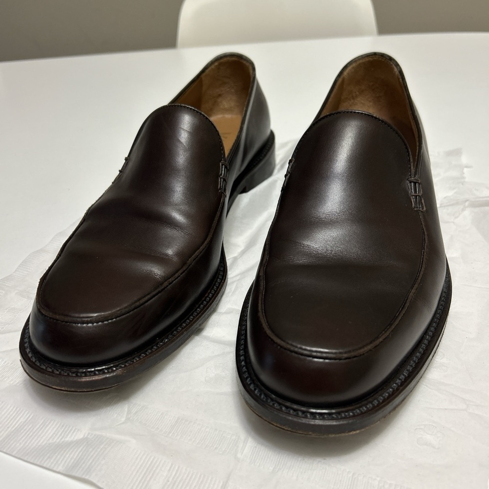 Mens Varda Brown leather loafers size 11 with a classic style. Italian leather - Picture 3 of 11